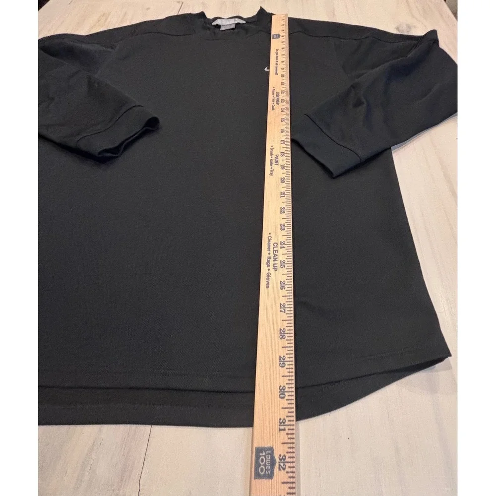 Nike Mens Long Sleeve Athletic Performance Shirt Black Embroidered Swoosh Large